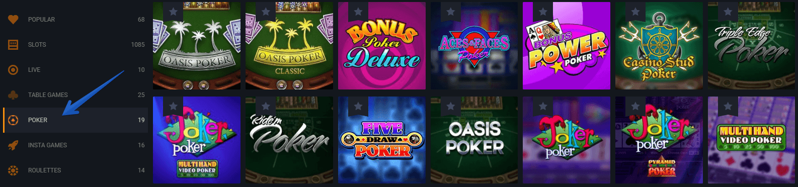 GGBet Casino poker games
